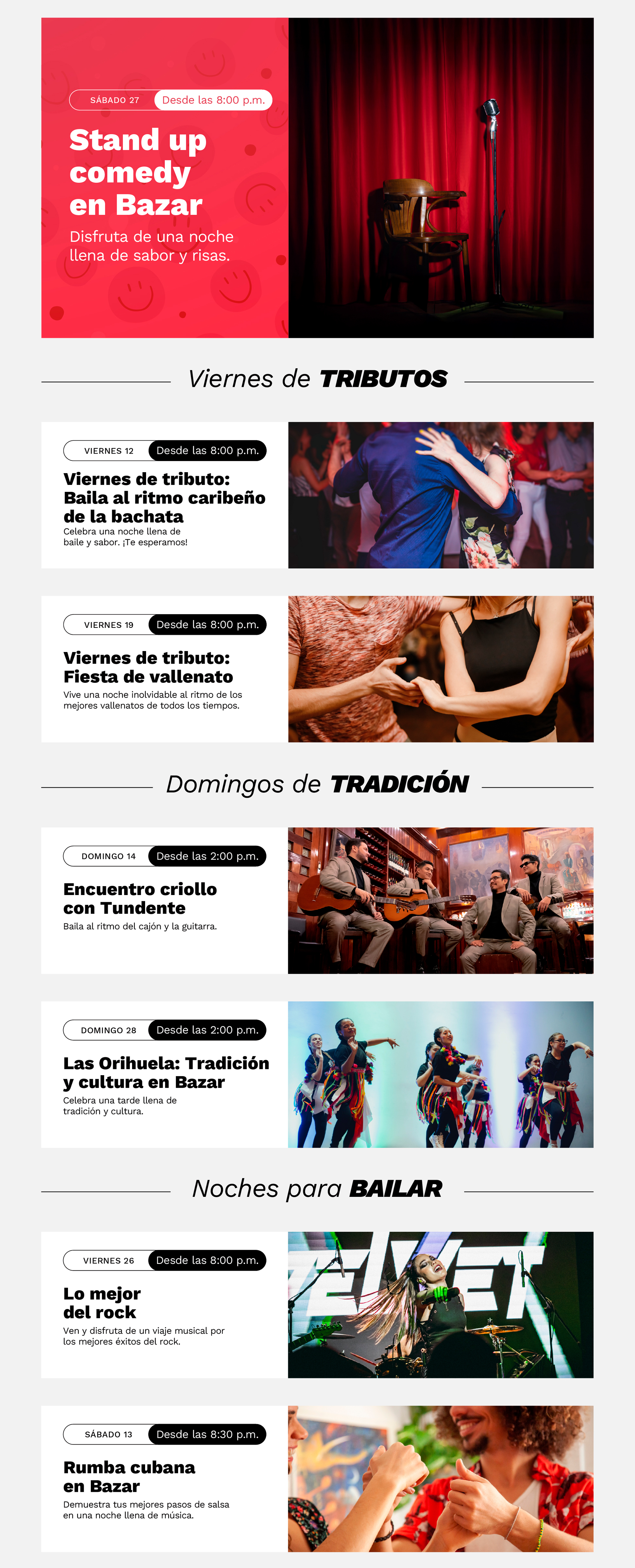 Eventos de Bazar
